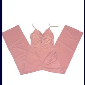 Blashe blush pink jumpsuit twist top wide leg size Medium